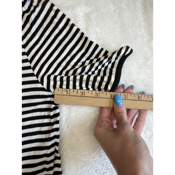 Olive Des Olive Black Ivory Stripe Short Sleeve Tulle Bottom Dress Medium - Picture 6 of 10